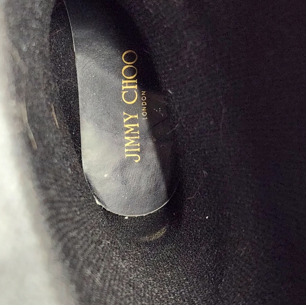 Jimmy Choo CHESHIRE Riding Black Gold Knee High Rain Boots Rubber Women Size 39 - Picture 14 of 14